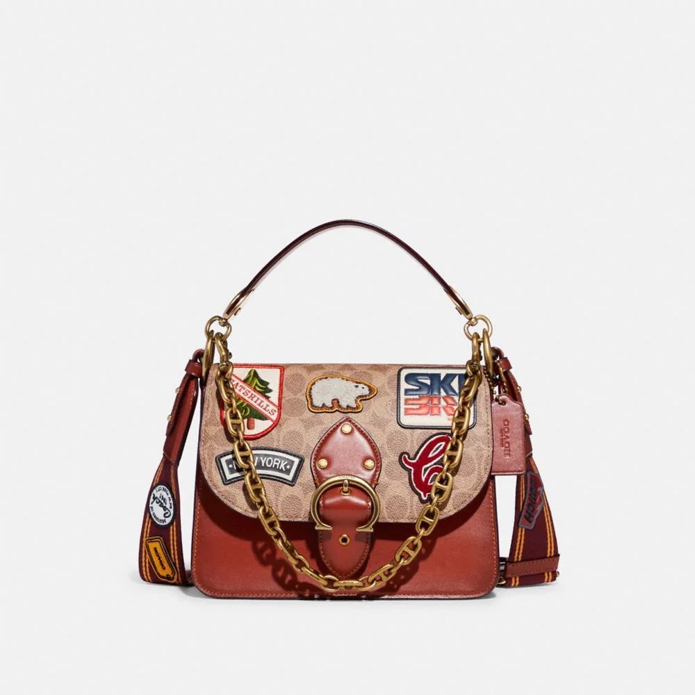 S⭕️LD‼️Coach Beat Shoulder Bag In Signature Canvas With Patches - Picture 11 of 12